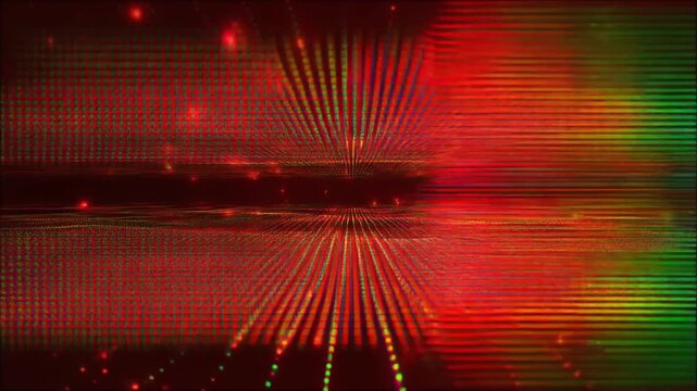 Futuristic looping red sparks scattering subtle pixel ripple distortion waves seamless surreal ambience cascading softly abstract cinematic loop