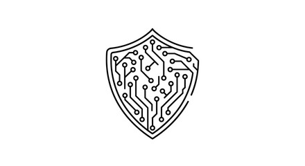 Circuit Shield Security Protection Icon Symbol.