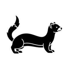 Fototapeta premium A sleek black silhouette of a long bodied ferret standing in profile showcasing its unique form silhouette
