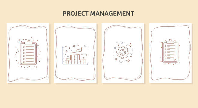 Project Management Icons: Checklist, Goals, Process, Planning