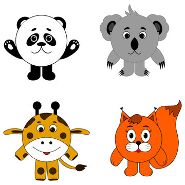 panda koala giraffe squirre
