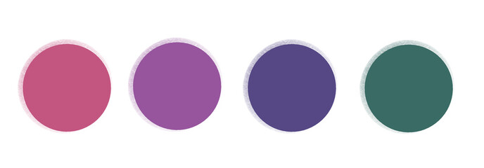 minimalist, modern color palette featuring smooth, three-dimensional spheres or orbs with subtle shadows in vibrant magenta pink, purple, indigo and teal green for contemporary design projects 