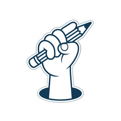 Obraz premium A stylized illustration of a hand firmly gripping a pencil symbolizing creativity