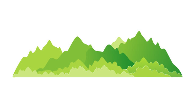 Vibrant green mountain range with varying elevations and shades Vector