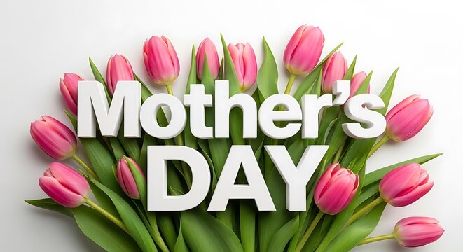 Mother's day celebration with pink tulips