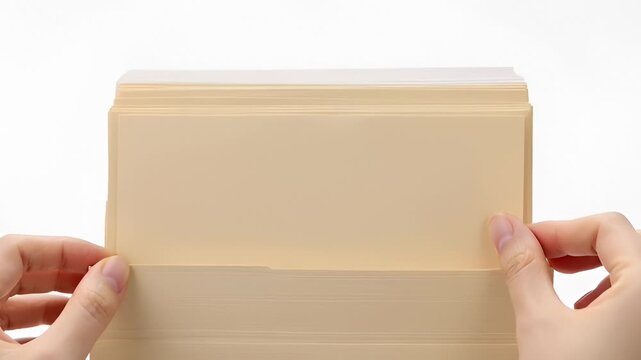 Hands Sort Through Manilla Folders Stored in a Cardboard Document Box