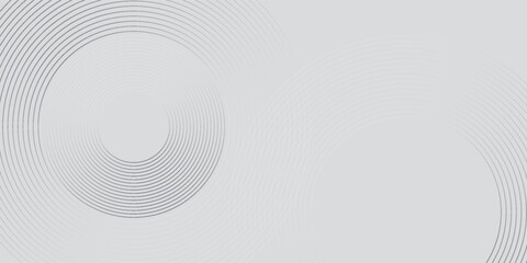 Abstract white glowing geometric lines on gray background. Modern circle lines pattern. Minimal geometric design.