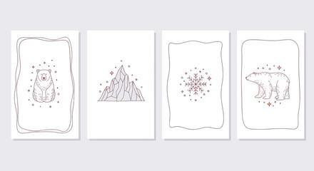 Arctic Winter Set: Polar Bear, Mountain, Snowflake Graphics © anidaahza