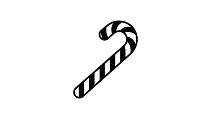 PrintChristmas candy cane icon with striped pattern representing holiday sweet treat, festive decoration, winter celebration symbol