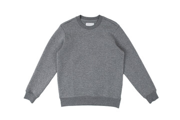 Blank grey sweatshirt isolated on white background. Front view of casual cotton long sleeve jumper for apparel mockup © Herry