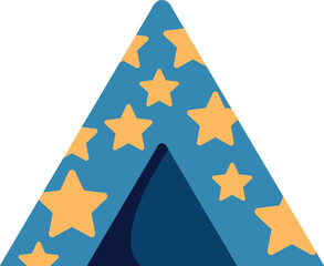 Blue children's tent decorated with yellow stars, providing a fun indoor play space © anatolir