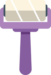 Fototapeta premium Purple lint roller removing dust and hair from fabric using an adhesive roll