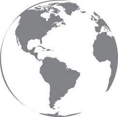 Fototapeta premium Gray and white globe showing north and south america earth