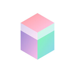 Pastel colored cube 3D illustration
