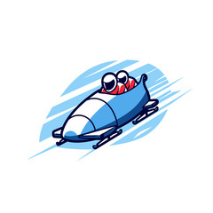 Naklejka premium Bobsled Racing Team in Action on the Track.
