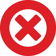 Obraz premium Red circle with bold white x symbol in the center