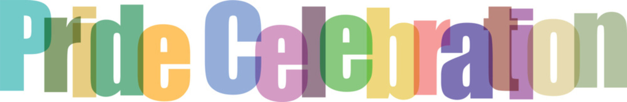 Pride Celebration Multicolor Text Design Vector