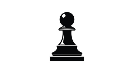A black chess pawn is displayed in a stark isolated graphic against a white background © arfanah02