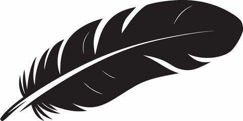 Obraz premium A single black feather isolated on a clean white background