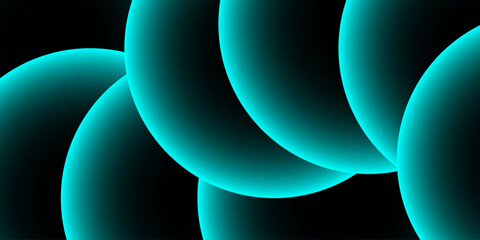 Vector An abstract composition of interconnected spheres, rendered in a striking gradient of cyan against a deep obsidian backdrop. © Zìyóu