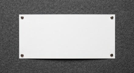 A blank white sign with four screws on a gray background