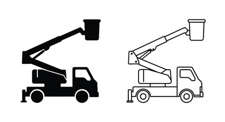 Two boom lift illustrations one a dark silhouette © SHM707k