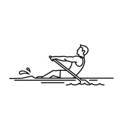 Man Rowing a Boat in Simple Line Art.