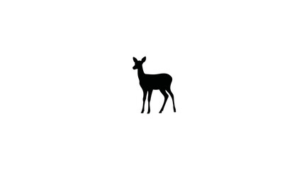 Obraz premium A simple black silhouette of a deer standing on a white background. It is facing left