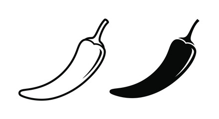 Two chili peppers one outlined and one solid a striking silhouette © SHM707k