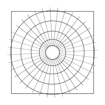 Nested Radial Survey Dial Packed Inside a Perfect Square Boundary