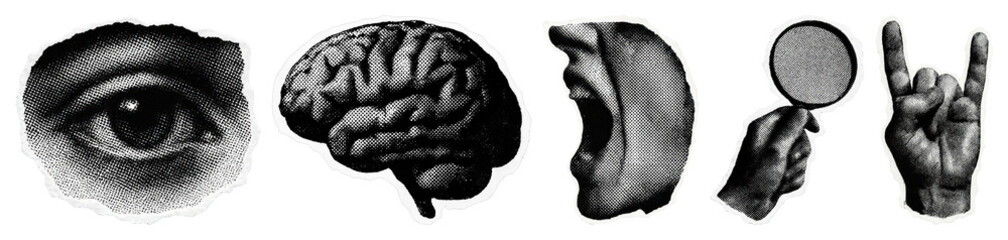 PNG Surreal collage of human elements, transparent background