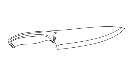 Obraz premium Chefs Knife Line Art Drawing Isolated on White Background