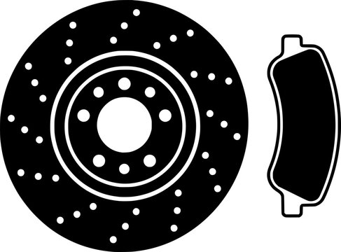 Car brake disc icon. Brake pad icon. Car service. Vector Illustration. EPS 10
