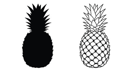 Two pineapples displayed one solid one detailed a striking silhouette © MK2.00