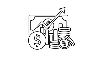 Financial growth concept with money and chart