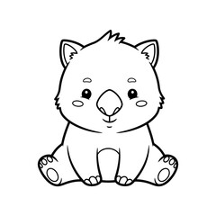 Fototapeta premium Adorable cartoon koala illustration with simple black outline and cute facial expression sitting on its bottom with visible toes.