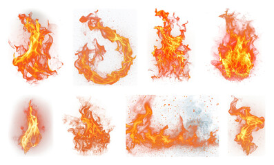PNG Vibrant fiery flame textures, transparent background