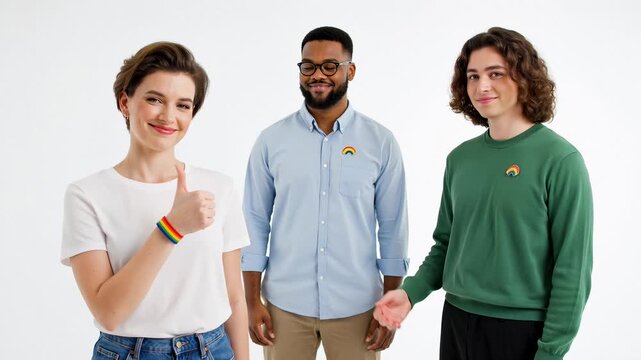 Diverse Group Shows Support for Lgbtq+ Community With Rainbow Symbols