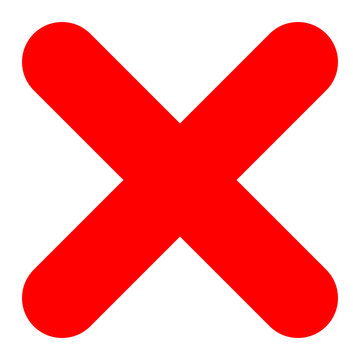 Red Cross Mark Icon for Error Rejection and Close Symbol