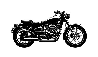 Fototapeta premium Vintage motorcycle silhouette flat vector illustration classic motorbike side view transport design isolated