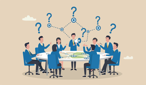 Business direction, choosing options or multiple path, make decision team career business growth, paradox concept, confused businessman thinking decision multiple route ahead
