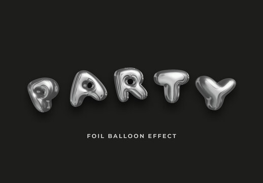 Silver Chrome Balloon Text Effect