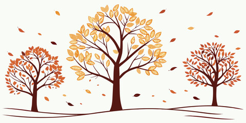 Obraz premium A serene winter scene with three trees standing tall in a snowy landscape. Vector