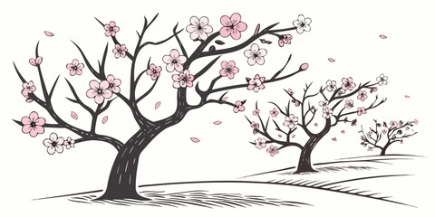 A detailed illustration of a tree with intricate branches and a full canopy. Vector