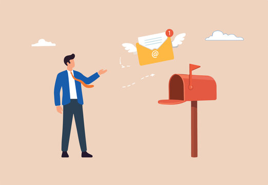 Email communication, subscribe newsletter, sending online envelope e-mail to user mailbox, digital inbox marketing engagement, send or receive notification, envelope email flying to mailbox