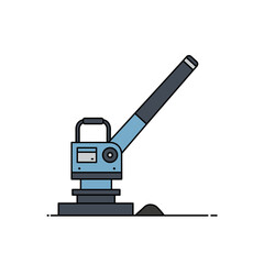 Fototapeta premium A blue and grey plate compactor machine for construction or ground work illustrated in a flat style.