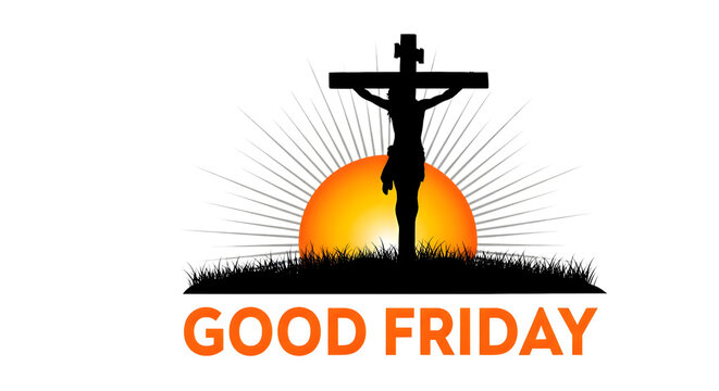 Good friday silhouette with cross and sunset