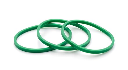 Green rubber bands isolated on white.