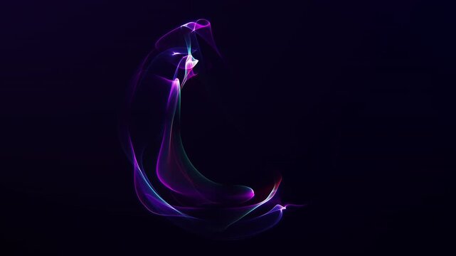 Futuristic glowing energy sphere with flowing plasma light waves and smooth digital surface, abstract sci fi technology orb with blue purple luminous motion on dark background