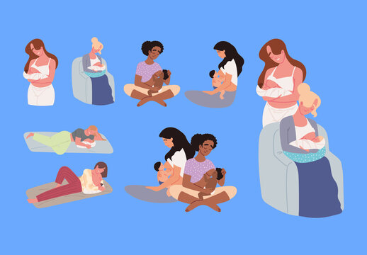 Breastfeeding Illustration Set